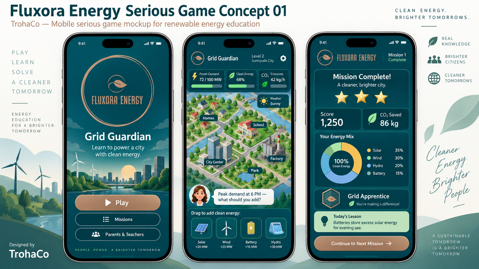 Green Energy Education App product concept interface