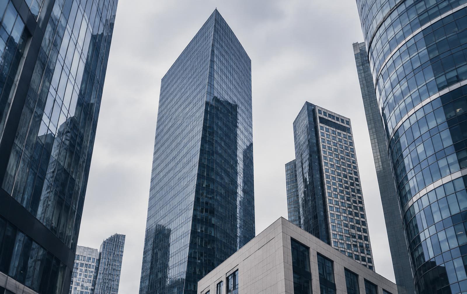 Contemporary Warsaw business district architecture under overcast light